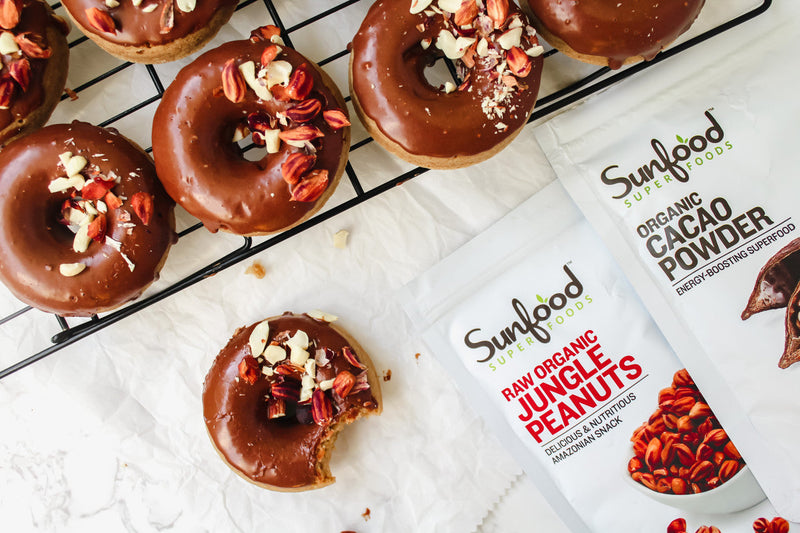 Vegan Peanut Butter Donuts with Chocolate Glaze