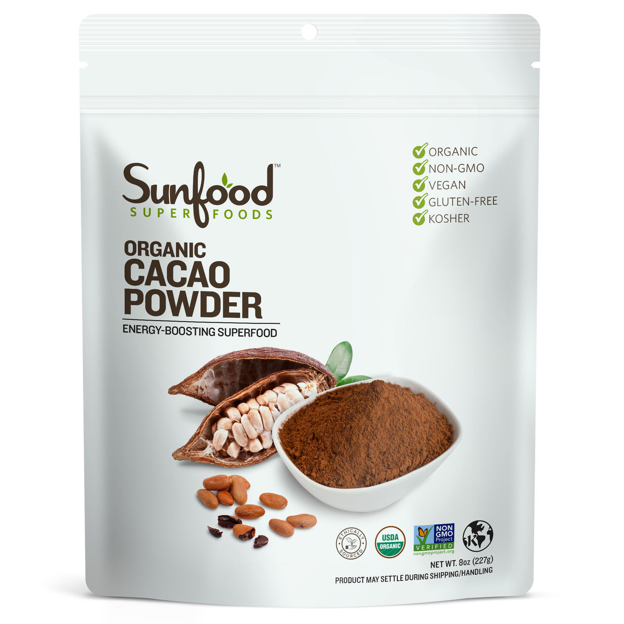Cacao Powder 8oz, Certified Organic – Sunfood Superfoods