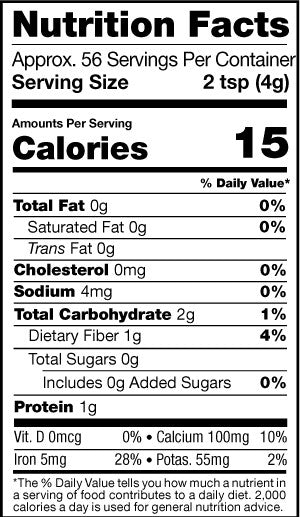 Moringa Powder, Organic, Nutrition Facts