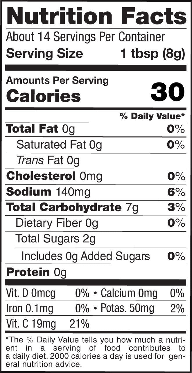 Organic Red Blend, 4oz - Nutrition Panel