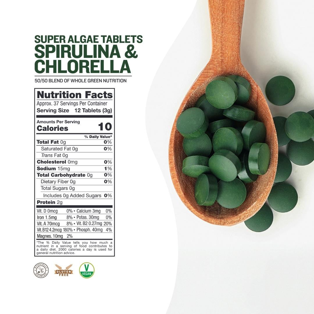 Spirulina & Chlorella Tablets, 4 oz